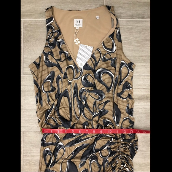 Halston Heritage Side Tie Cinched Silk Blend Dress - Picture 5 of 8